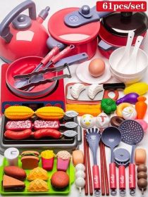 Color: 20pcs green - Children Kitchen Toy Cookware Pot Pan Kids Pretend Cook House Play Toy Colorful Simulation Kitchen Toys Children Girls Gift